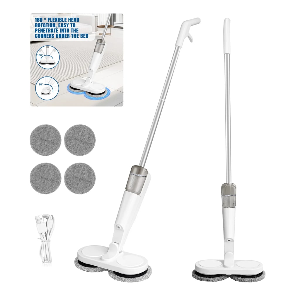Electric Cordless Spin Mop Cleaner Automatic 2 in 1 Wet & Dry Home Cleaner Car Glass Ceiling Door Windows floor scrubber machine